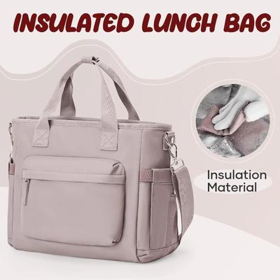 Likros Isolierte Lunchtasche für Damen Herren, Lunchbox-Tasche mit Schultergurt, Wiederverwendbare Tragetasche für Erwachsene für Arbeit, Picknick, Strand