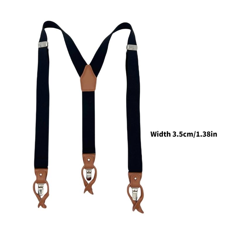Suspenders For Men And Women Leather Pants Strap And Metal Clips Duable Elastic Polyester Adjustable Pants Accessory
