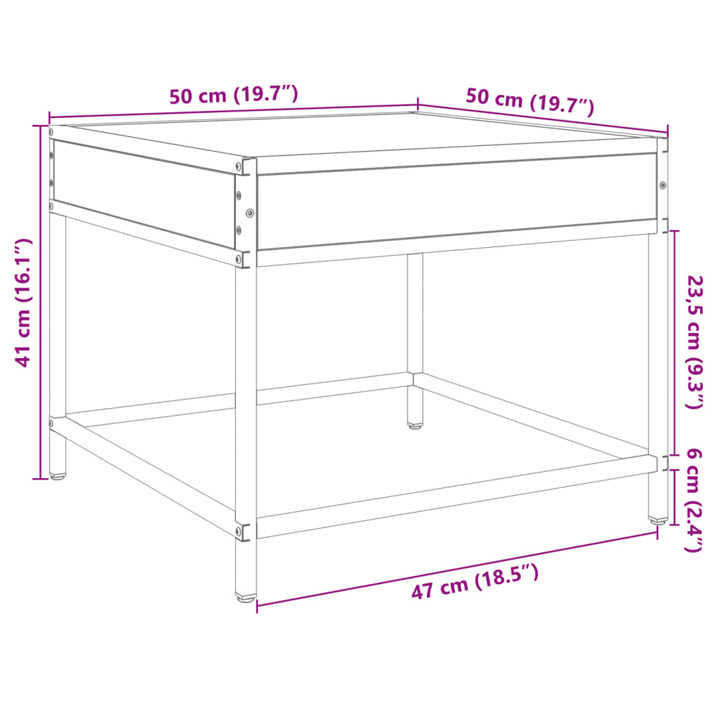 Infinity LED Coffee Table in Brown Oak Effect 50x50x41 cm