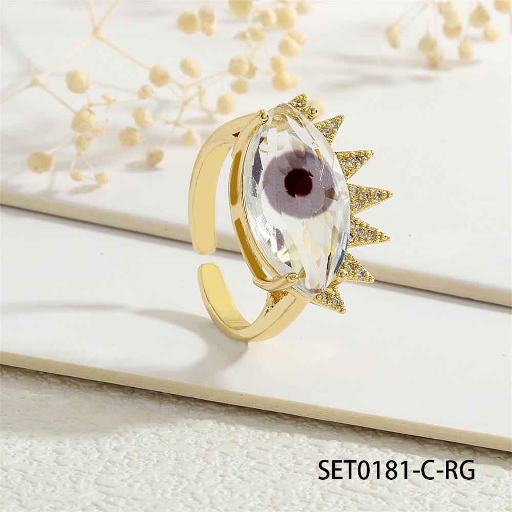 18K Gold-Plated Copper Evil Eye Ring with Zircon - High-End Luxury Women's Ins Style.