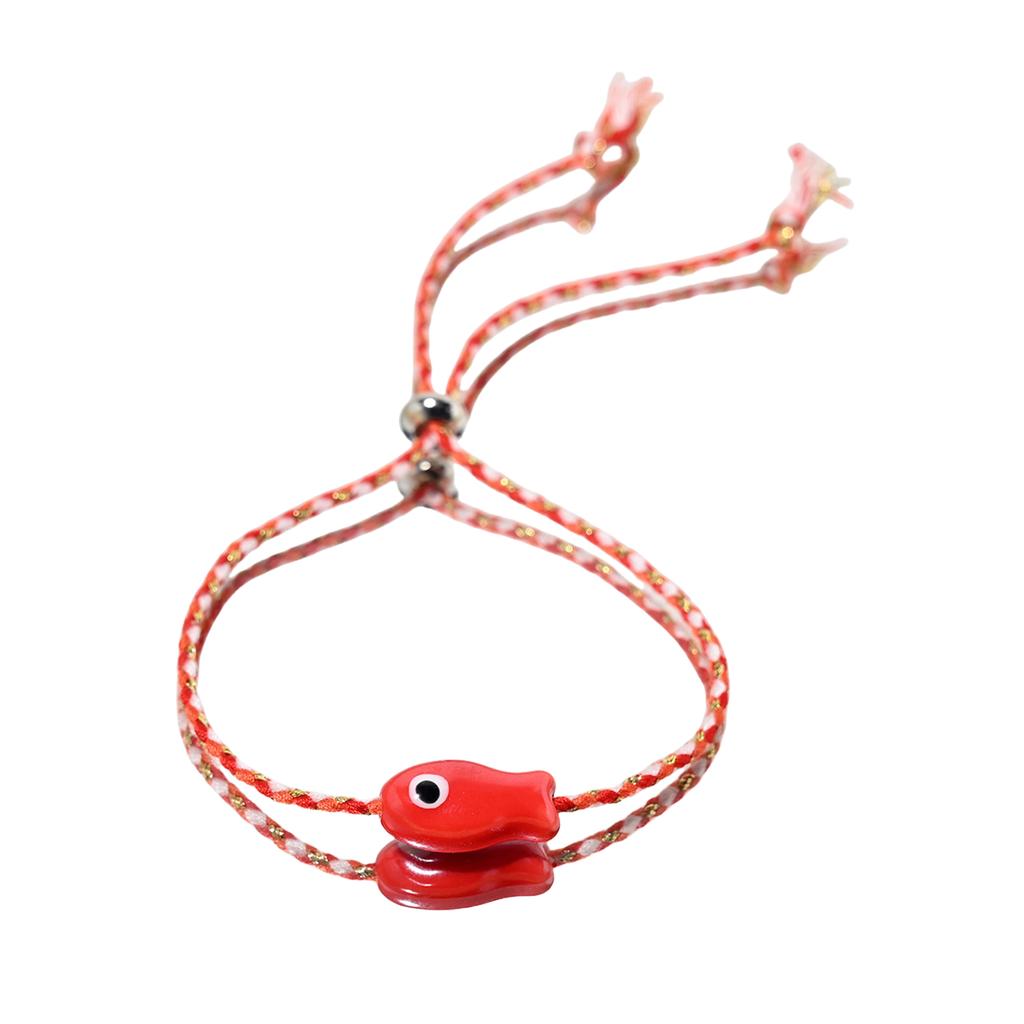 Stylish Bohemian Multicolor Ceramic Fish Bracelet Handmade Jewelry for Women Adjustable Wrist Anklet Accessory