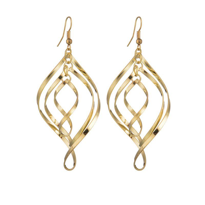 Korean Style Gold Leaf Curve Earrings - Sweet Dangle Studs