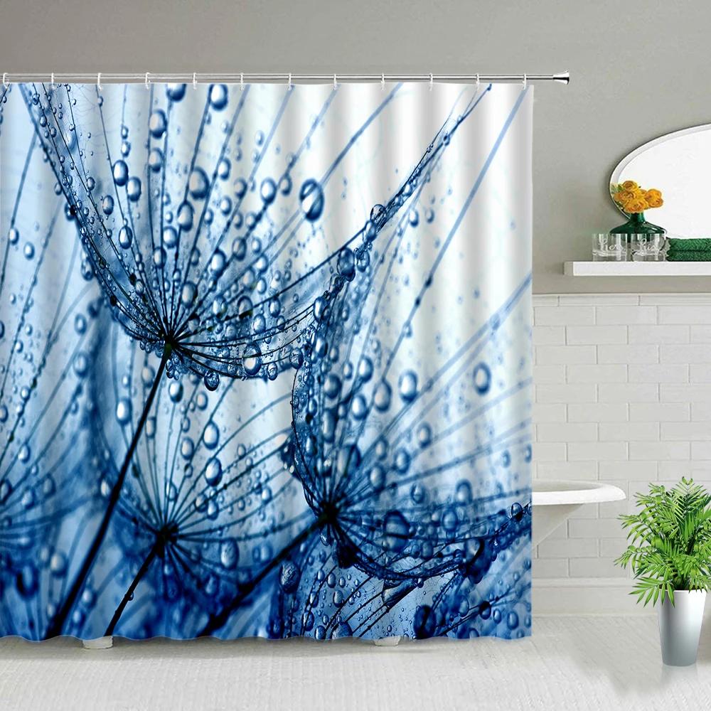 Pink Flower Plant Scenery Shower Curtains Rose Tulip Butterfly Spring Landscape 3d Printing Bathroom Waterproof Bath Curtain Set