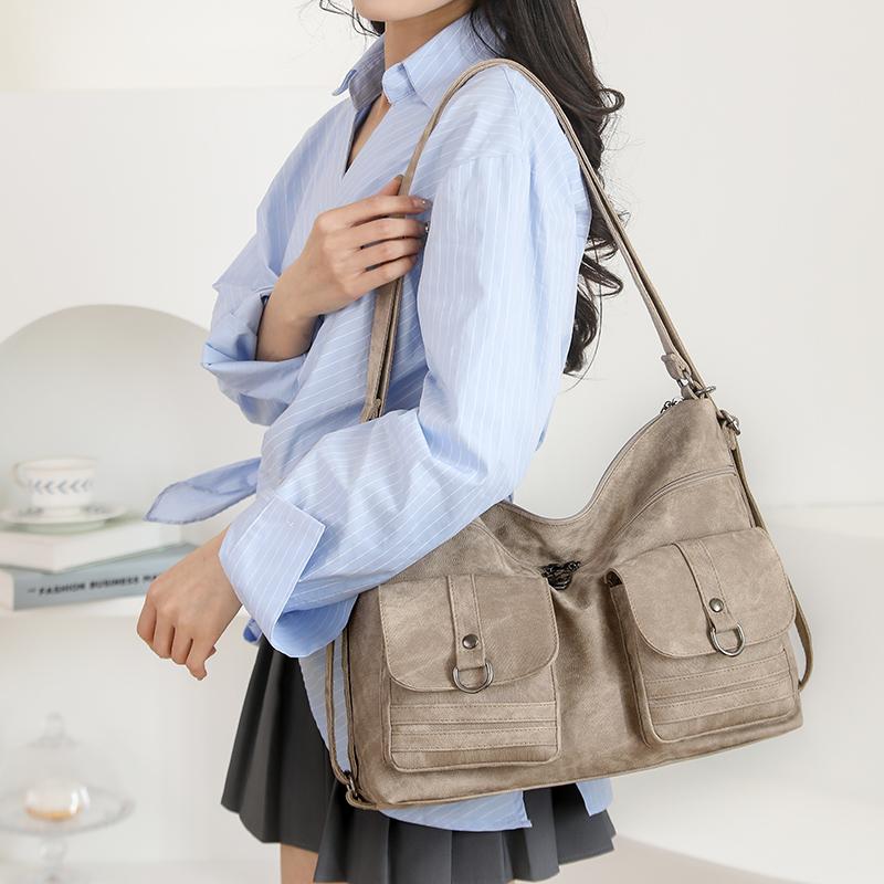 Women's Bag Large Capacity Shoulder Bag Soft Leather Tote Bag Commuter Shoulder Crossbody Bag