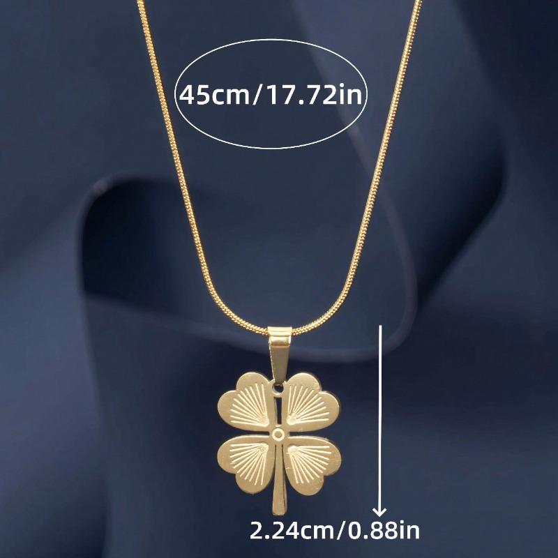 1 Stück Klassische und luxuriöse 18K vergoldete Edelstahl Schlangenkörper-förmige Gliederkette mit Glücksklee-Anhänger, geeignet für Damen für den Alltag