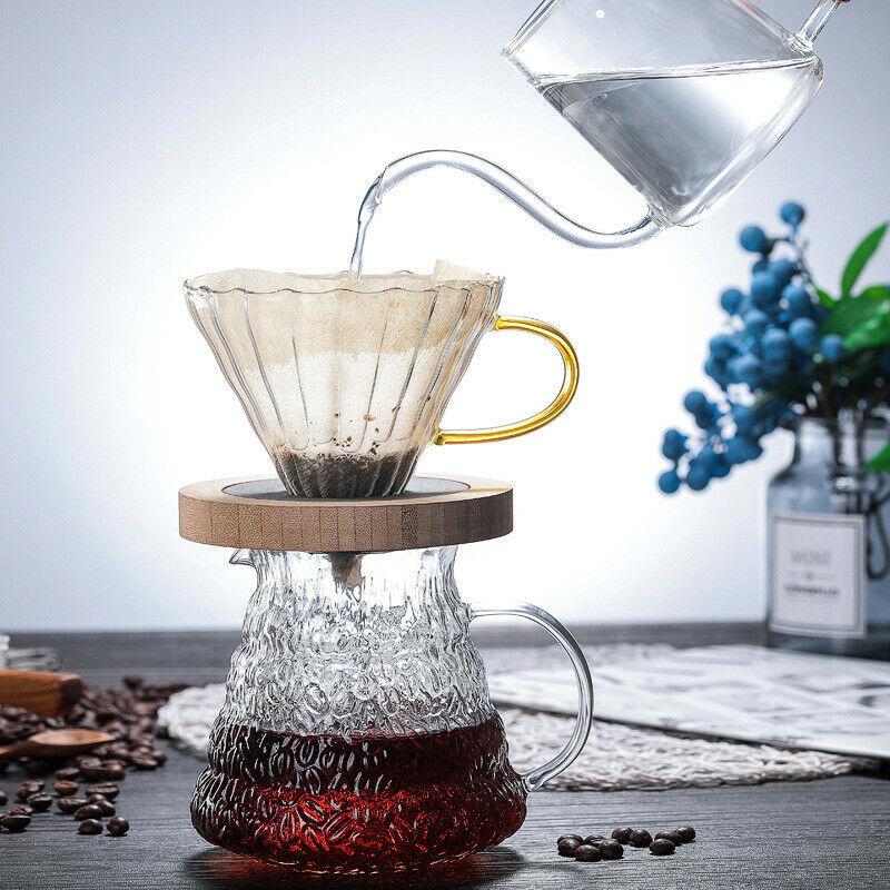 High Borosilicate Glass Coffee Percolators, Hand Drip Sharing Pot, Filter Funnel Set, Coffee Maker, Heat- Resisting, Household