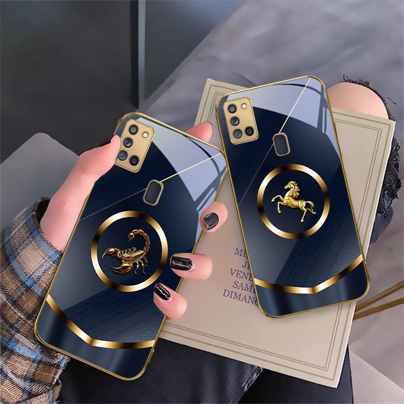 Luxurious tiger head For Samsung A 70 71 72 73 14 15 13 16 25 A26 31 32 33 34 35 50 51 52 53 54 55 56 Golden glass phone case