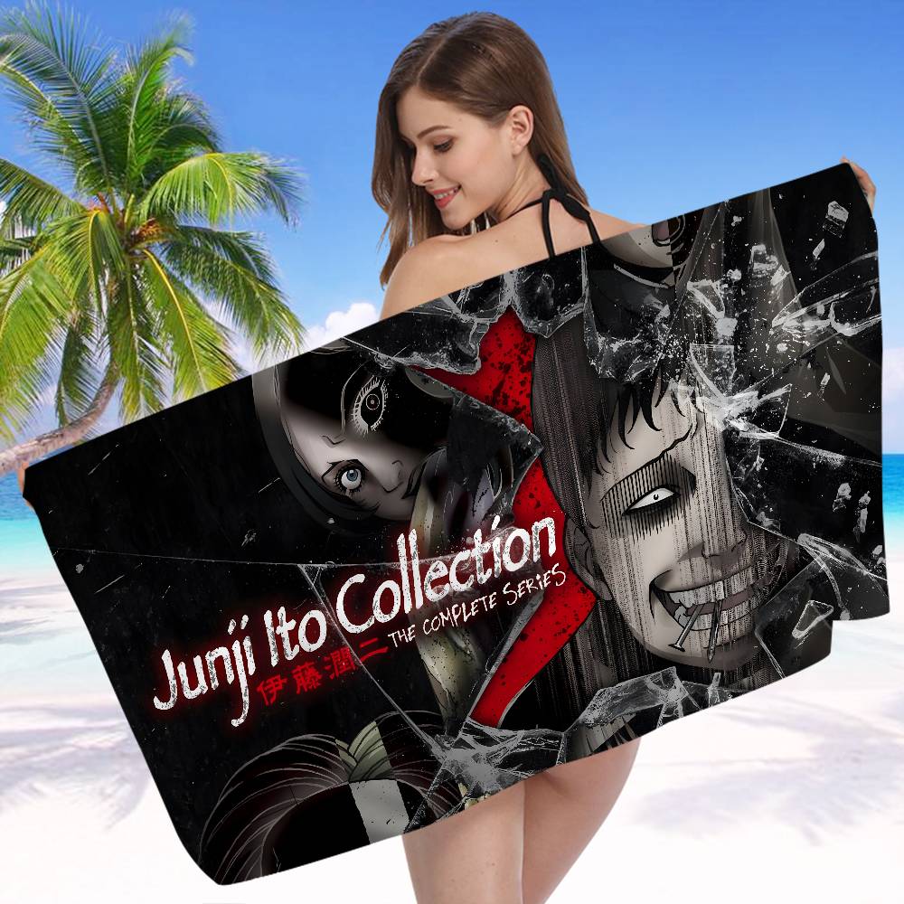 Hot Junji Ito Anime Beach Swimming Towel Soft Absorbent Washcloth Children's Gifts for Kids Travel Camping Gym