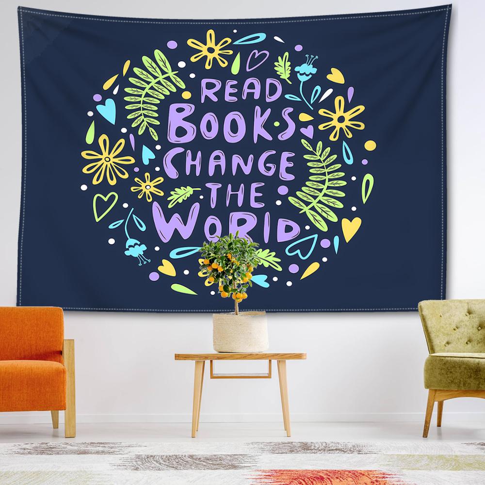 Citazioni Ispiratrici Libri Arazzo da Appendere alla Parete Semplice Cartone Animato Pianta Lettere Stile Bohemien Moderno Decorazione per Stanza Casa
