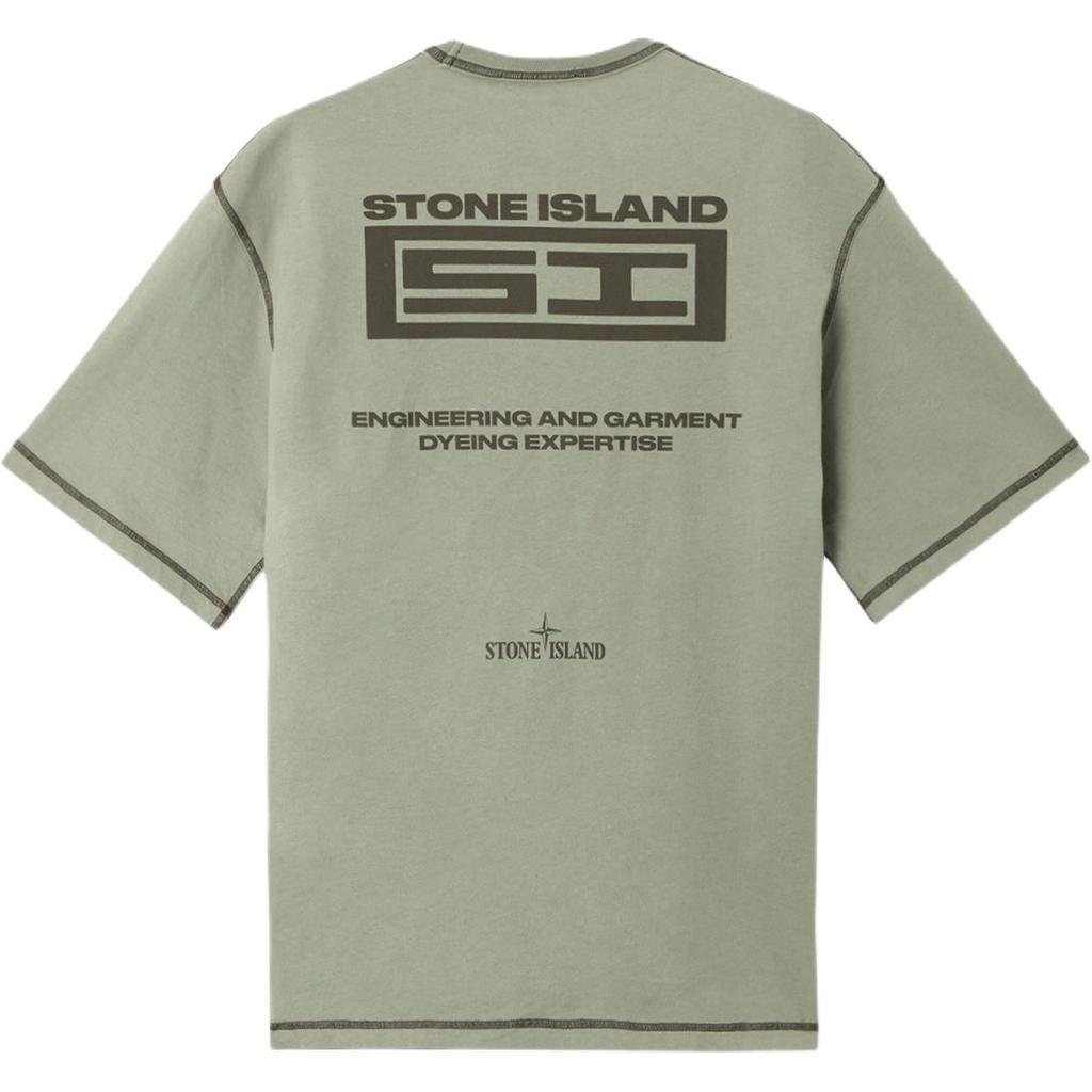 STONE ISLAND Letter Logo Drop Shoulder Short Sleeve T-Shirt Men Tops Sage K1S152100011S0095-V0055