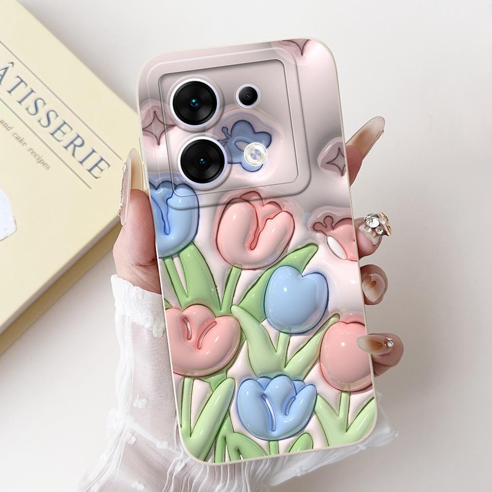 Stilvolle Blumenbemalte Hülle Für Infinix Zero 30 X6731 Case Weiche Silikon Handyhülle Für Infinix Zero 30 Zero30 5G Rückseite