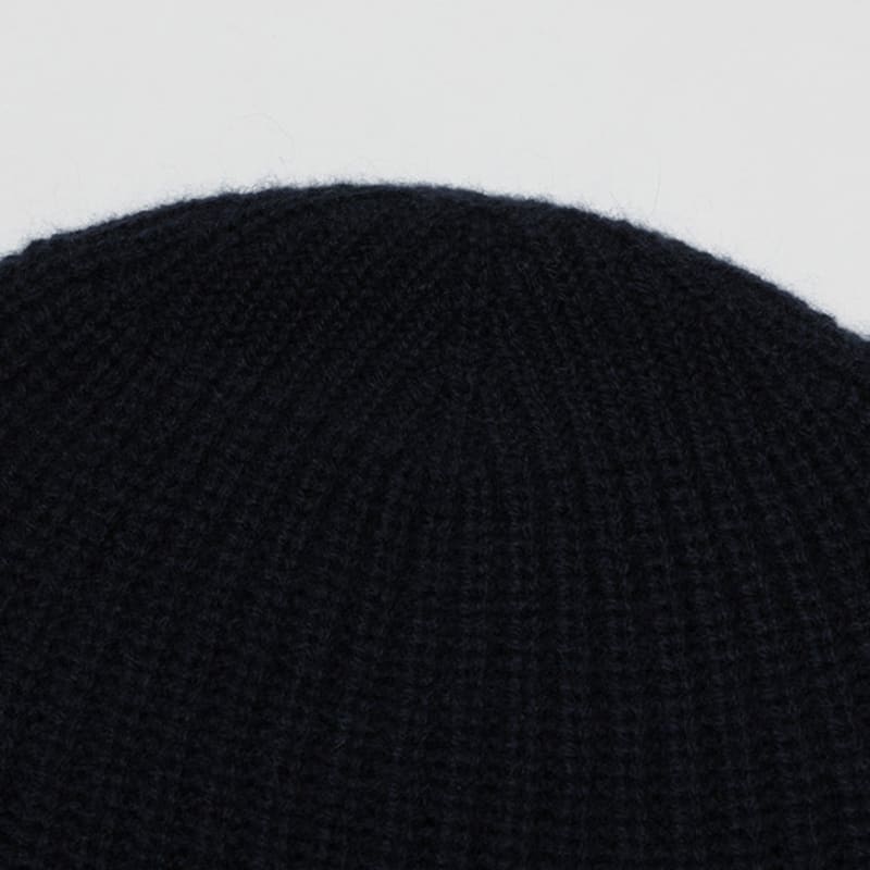 CALLAITE 100% Cashmere Ribbed Beanie - Navy