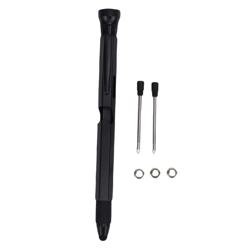 12 in 1 Multitool Pen Ballpoint Multi Tool Pen with LED Light Screwdrivers Level Ruler Bottle Opener 2 Ink Refills
