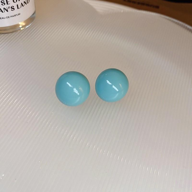 Silver needle flower oil drip diamond stud earrings summer small fresh blue earrings fashionable versatile high sense earrings women