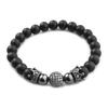Micro-inlaid Copper Bead Crown Zirconia Bracelet with Frosted Prayer Beads