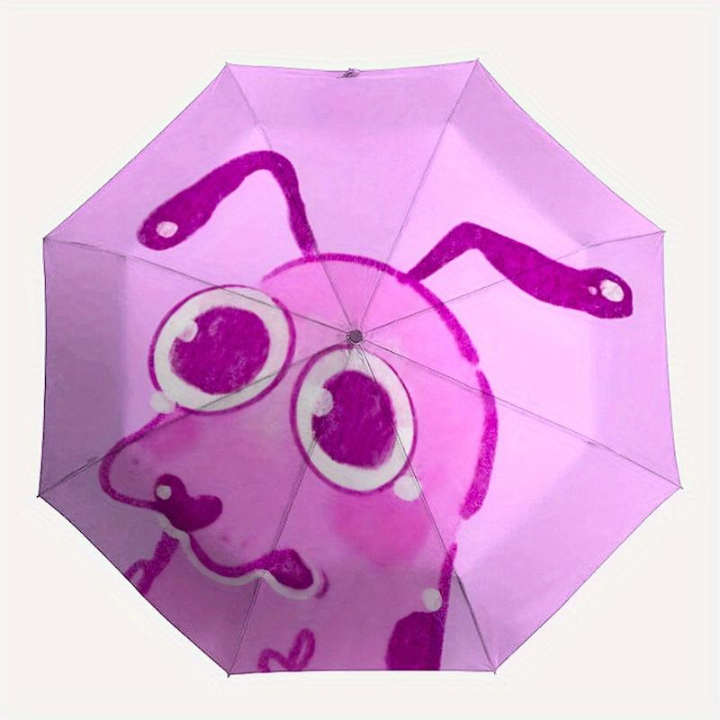 1pc Courage the Cowardly Dog Automatic Umbrella with Folding feature - Compact Travel Umbrella, Perfect Gift for Birthday, Christmas,