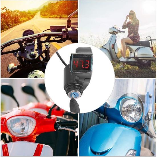 

E Voltage Display, Black Plastic Electric Thumb Throttle Digital Battery Voltage Display Switch Power with Key Lock for Electric Vehicle General