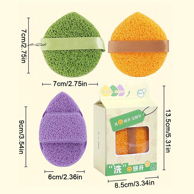3Pcs Soft Skin-Friendly Face Cleansing Puffs Fast Foaming Deep Clean Hygienic Facial Washing Sponges Facial Skin Care Tool