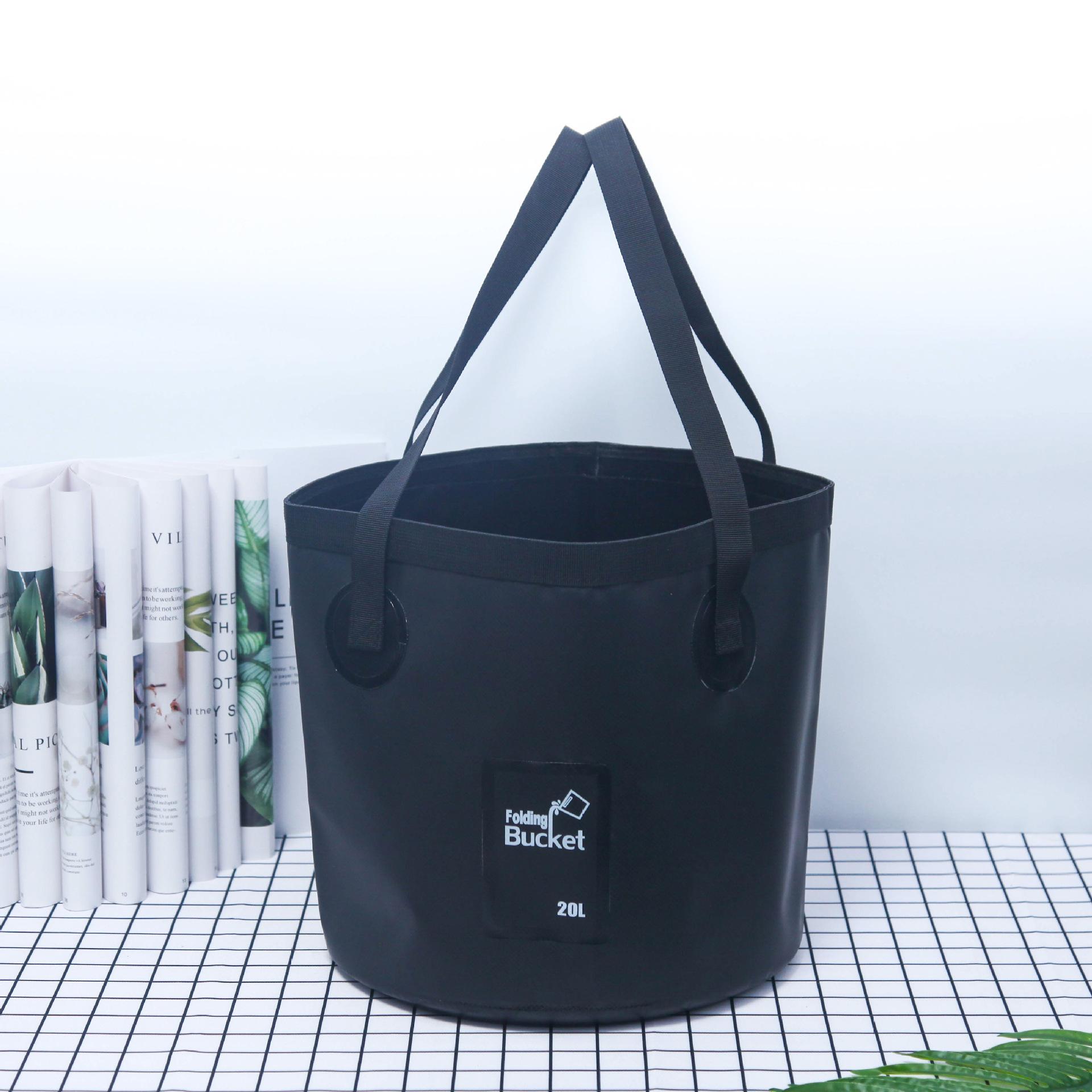 Outdoor 20L camping folding bucket multifunctional large capacity portable fishing bucket L чёрный