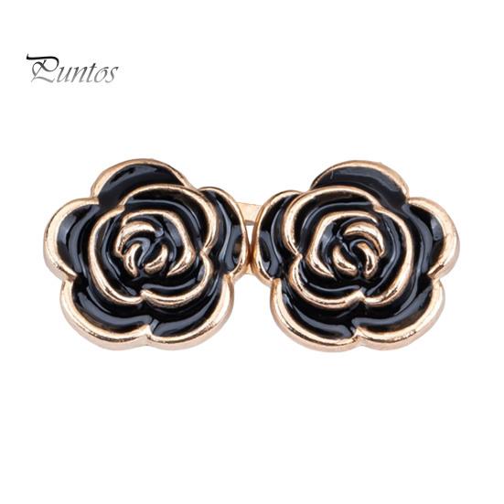 Metal Pants Tightener Pins 1 Pair Rose Waist Pins, No-sew Tighteners, Cincher Detachable Flower for Jeans Skirts Waistband Adjustment Tool