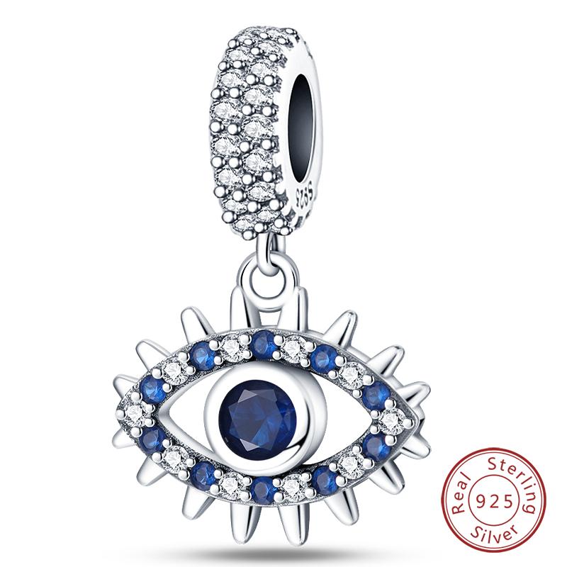 Fit 925 Silver Charms Beads Mysterious Devil's Eye Fatima's Hand Pendant Charms For Women Fine DIY Jewelry