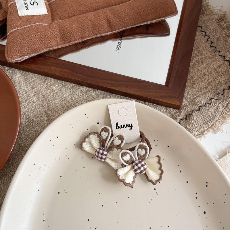 New Coffee-colored Sunflower Mushroom Children's Leather Band Bow with High Elasticity and No Damage To Hair Bands  Ponytail Hair Tie Headwear