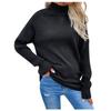 Women Casual Solid Color Pullover High Neck Long Sleeve Sweater Top