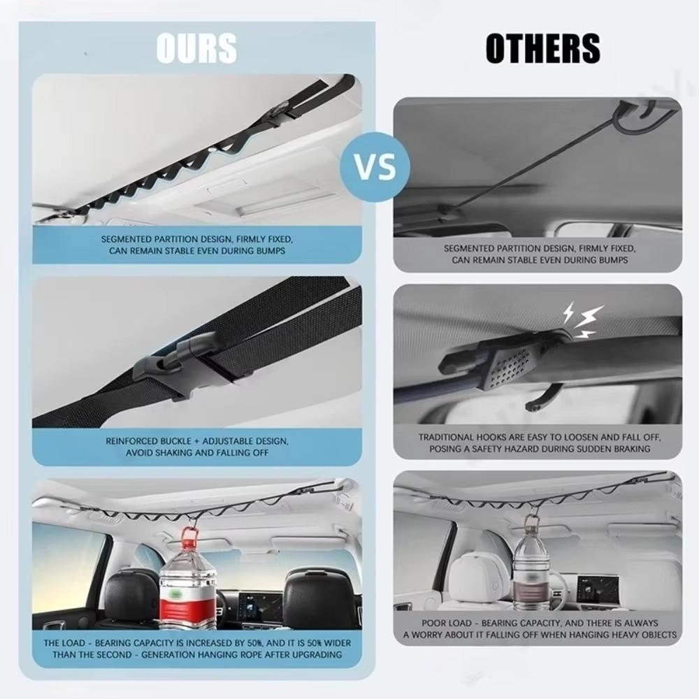 Rope Design Car Clothesline 10KG Bearing Capacity Clothes Storage Hanger Car Interior Use