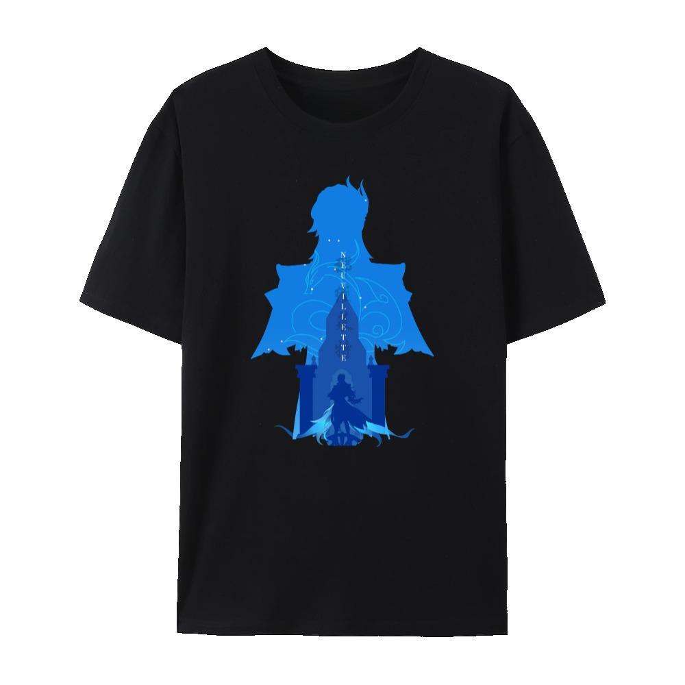 Genshin Impact Characters Impression Shadow Art Unisex Short Sleeve Crewneck T-Shirt