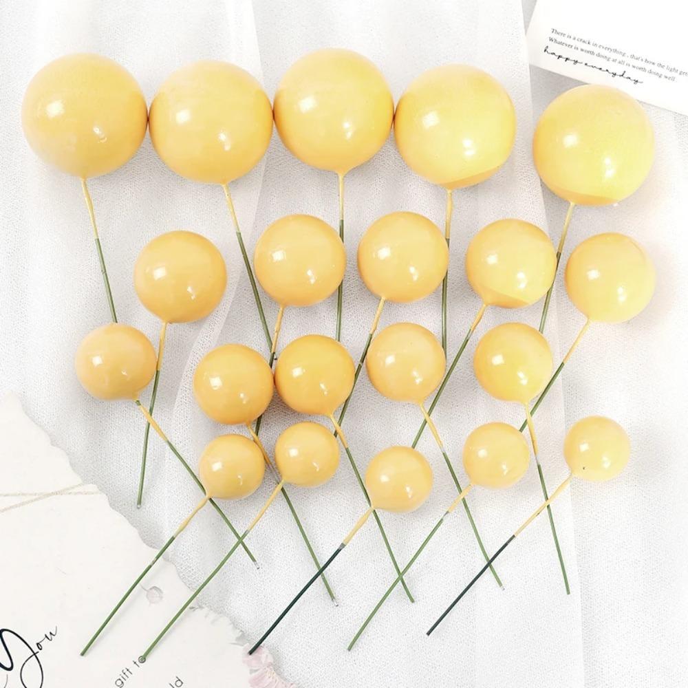 20/30Pcs Cake Balls Decoration Gilded Black Happy Birthday Foam Ball Cake Stickers Party Mother's Day Decor DIY Wedding Decor