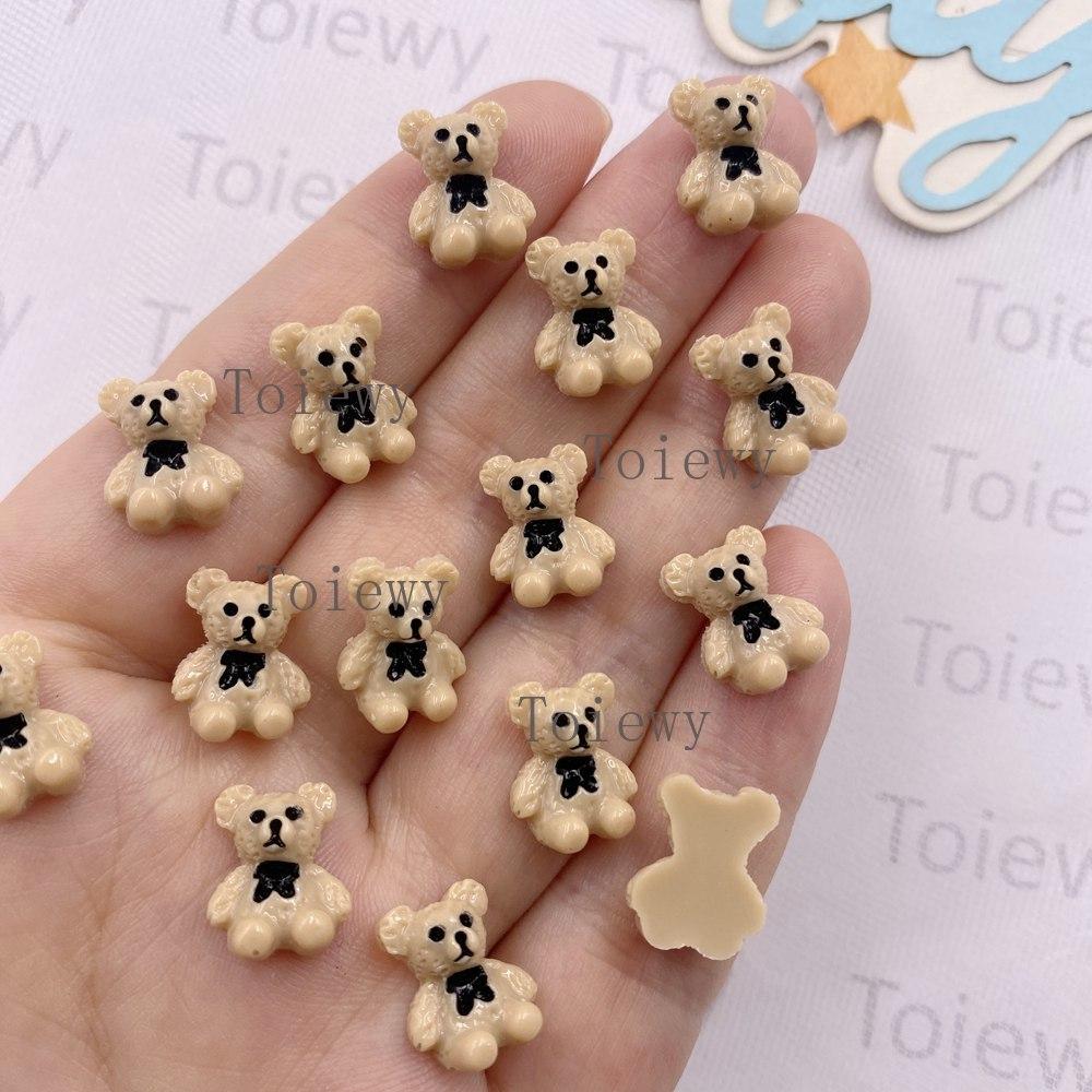 60Pcs Resin Kawaii Colorful Bowknot Bear Nail Art Charms Flat Back Rhinestone Figurines DIY Jewelry Accessories Scrapbook Crafts