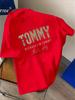Summer 2025 TOMMY English Print Men's Pure Cotton Short-sleeved T-shirt, High-end Luxury Brand Y2k Streetwear Top