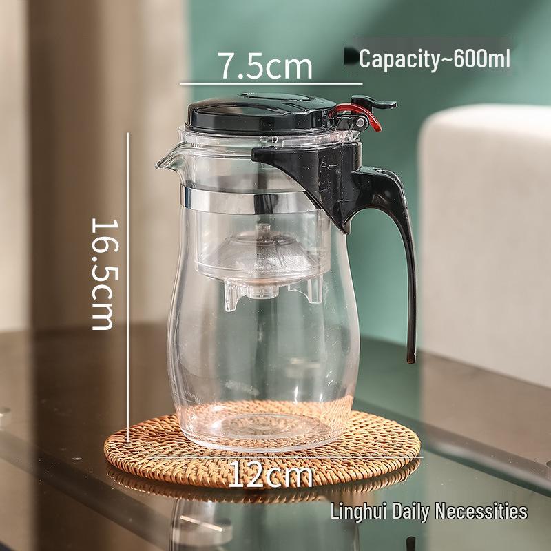 Large Glass Teapot with Lid & Handle, Heat-Resistant, Stainless Steel Infuser, Floating Cup