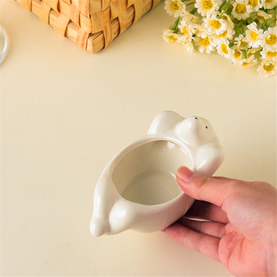1PC ceramic pigment dish, pigment container, creative polar bear painting pigment dish