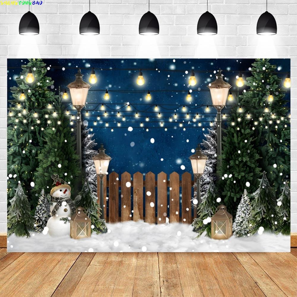 Christmas Backdrop for Photography Xmas Tree Winter Snow Forest Snowflake Natural Scene Baby Portrait Photo Background Studio