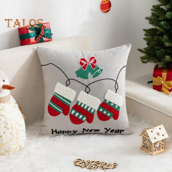 Christmas Throw Pillowcase Colorful Cartoon Theme Print Square Shape Bedroom Living Room Sofa Decoration Pillowcase Pillow Cover