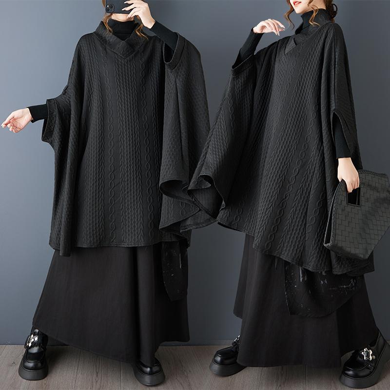 

DIMANAF 2025 Осень Зима Большой Размер Рубашка Платье Женщины Длинный Рукав Винтаж Леди Свободный Топы Пуловер Черный one size чёрный