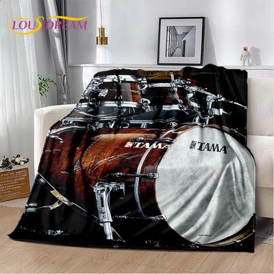 Manta 3D de Instrumentos Musicais TAMA Kit de Bateria Conjunto de Bateria, Manta Macia para Casa Quarto Cama Sofá Piquenique Viagem Escritório Cobertor Presente