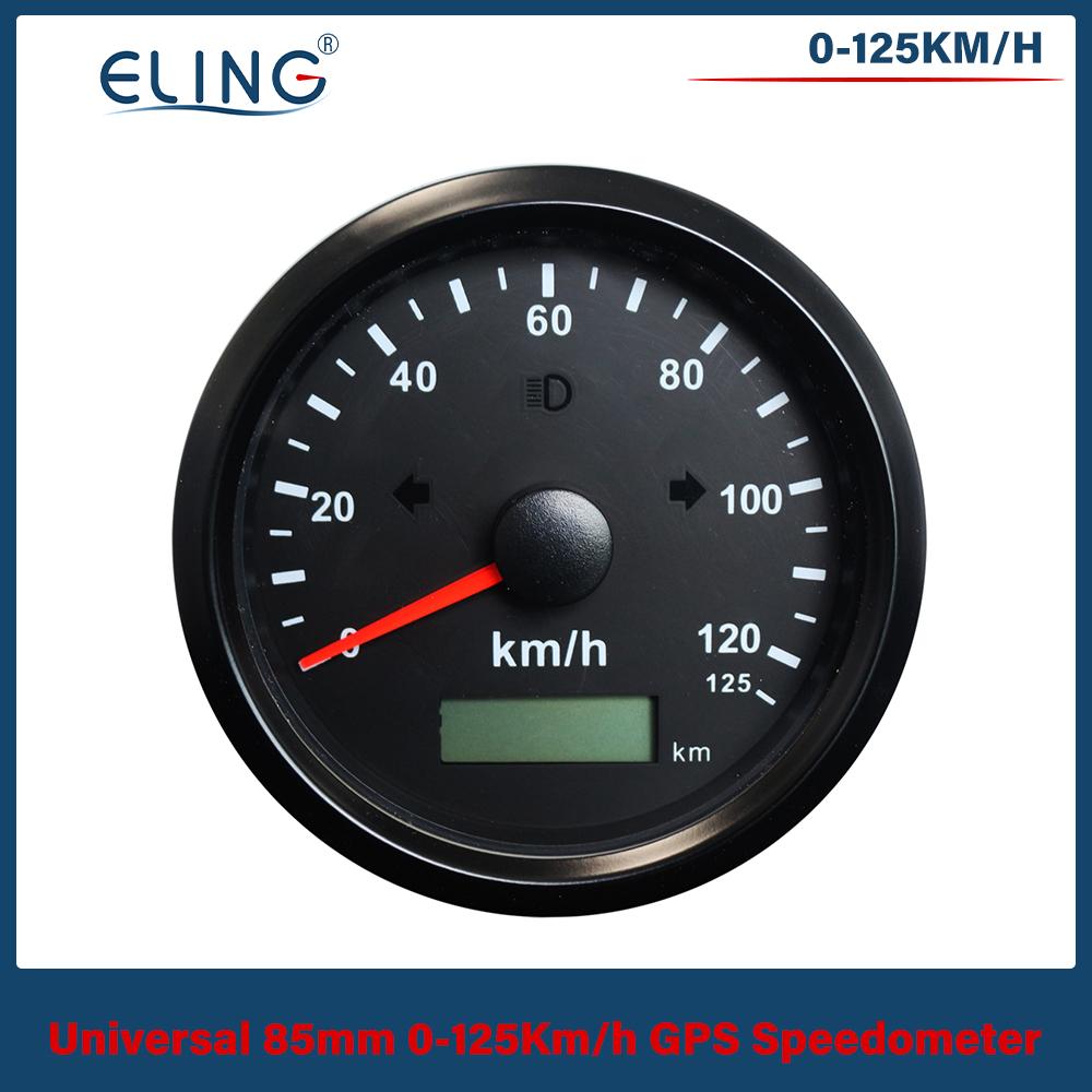 ELING 85mm GPS Speedometer 0-125MPH 0-160MPH 0-200MPH Odometer Left Right High Beam with Red Yellow Backlight for Auto Truck RV