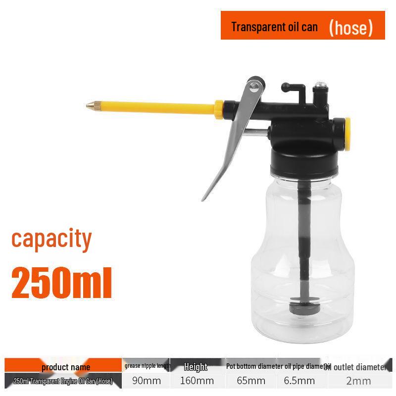 Metal Engine Oil Can with Long Spout and Transparent Lubricating Filler Manual Oil Can Metal