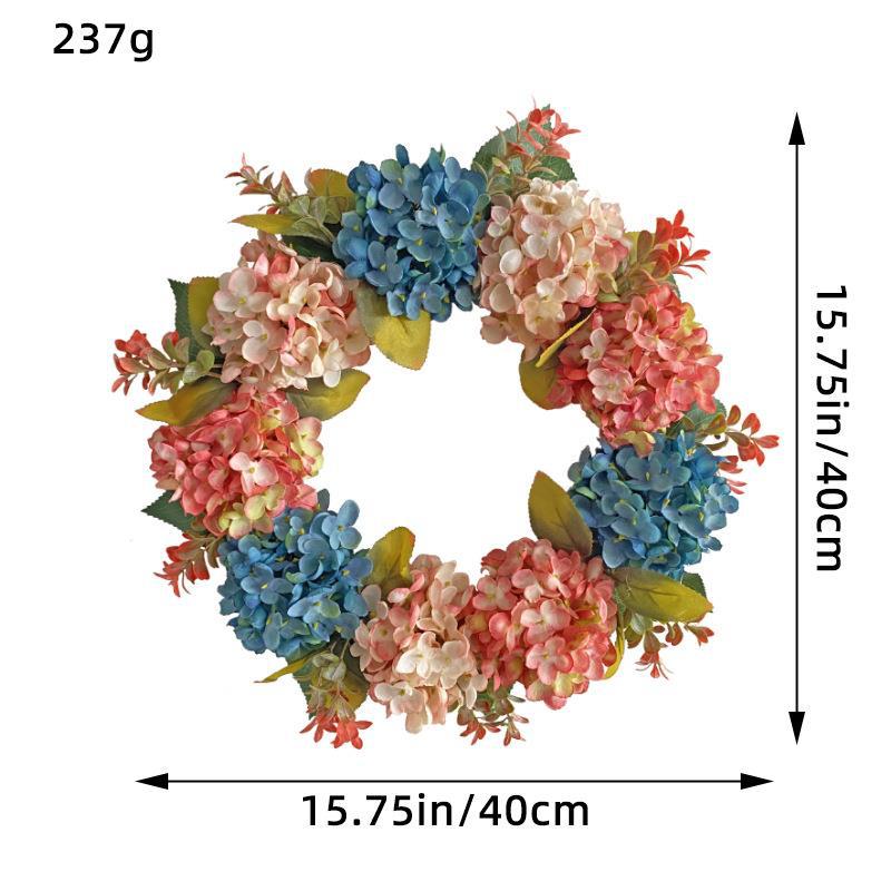 2023 Blue Pink Hydrangea Flower Wreath Festival Wreath Window Door Hanging Decorative Photography Props