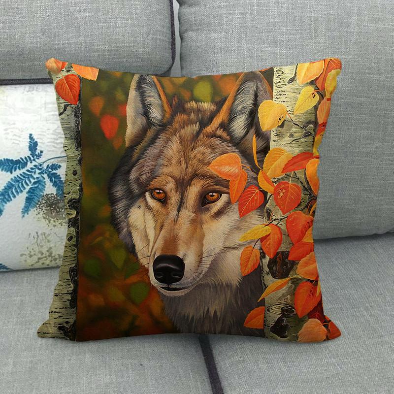 Autumn Animals: Dogs, Squirrels, Wolves, Raccoons Digital Printing Short Plush Pillow Covers For Car Sofa Office Cushion Cover