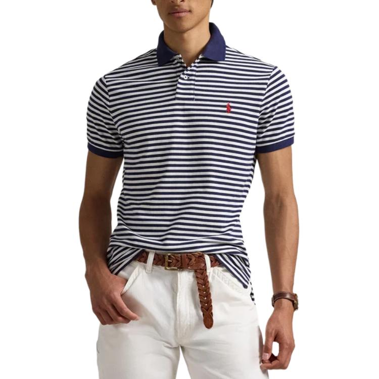 Polo Ralph Lauren Koszulka polo w paski Slim Fit Męskie topy Niebieski 710956682-001