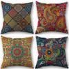 Bohemian Cushion Cover Linen Cushion Case Mexican Elements Throw Pillow Case 45X45Cm Home Decor Square Zipper Pillow Case