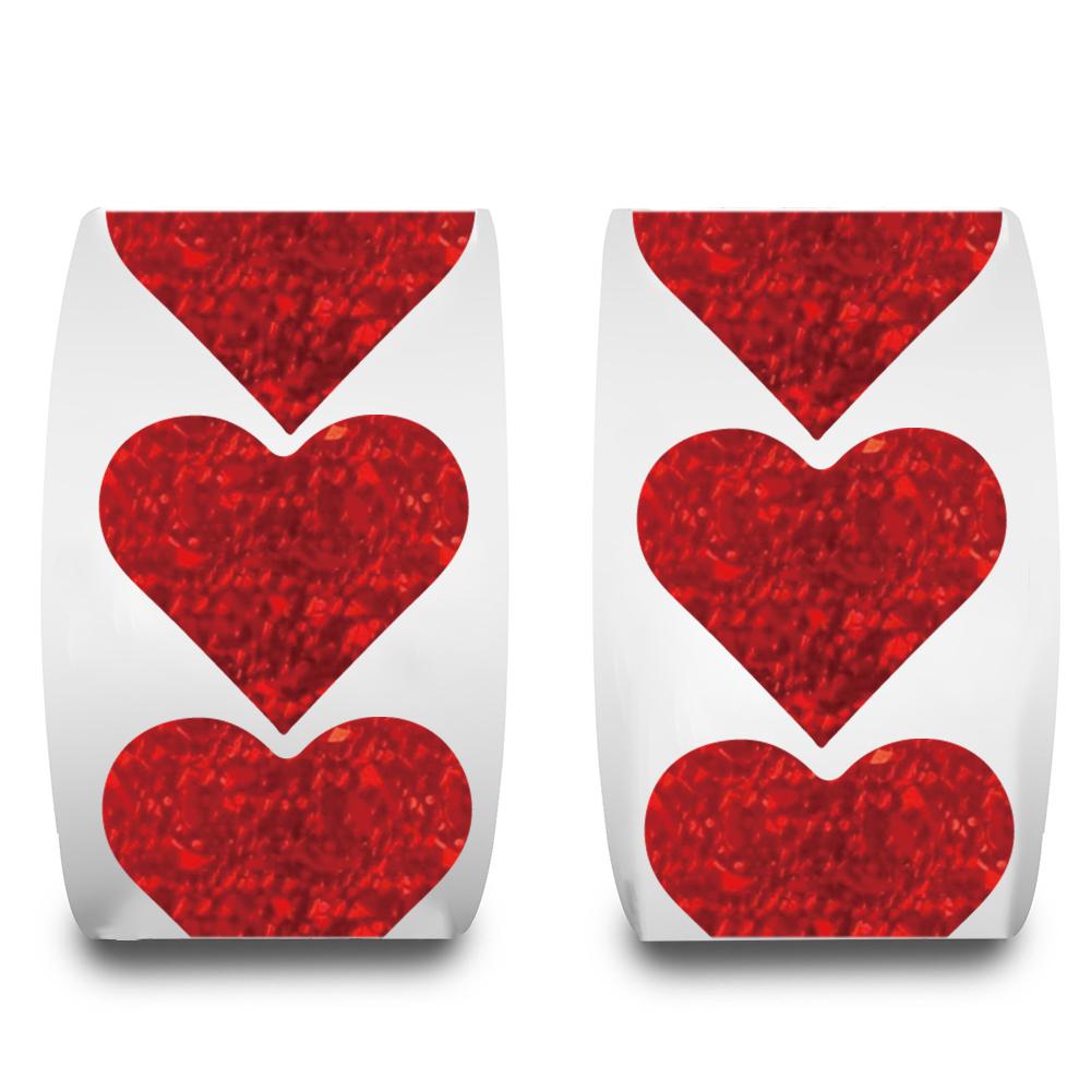 500PCS Red Heart Shaped Shape Roll Sticker Phone Gift Living Room Creative Coffee Phone Skateboard Art Picture Luggage Paintings