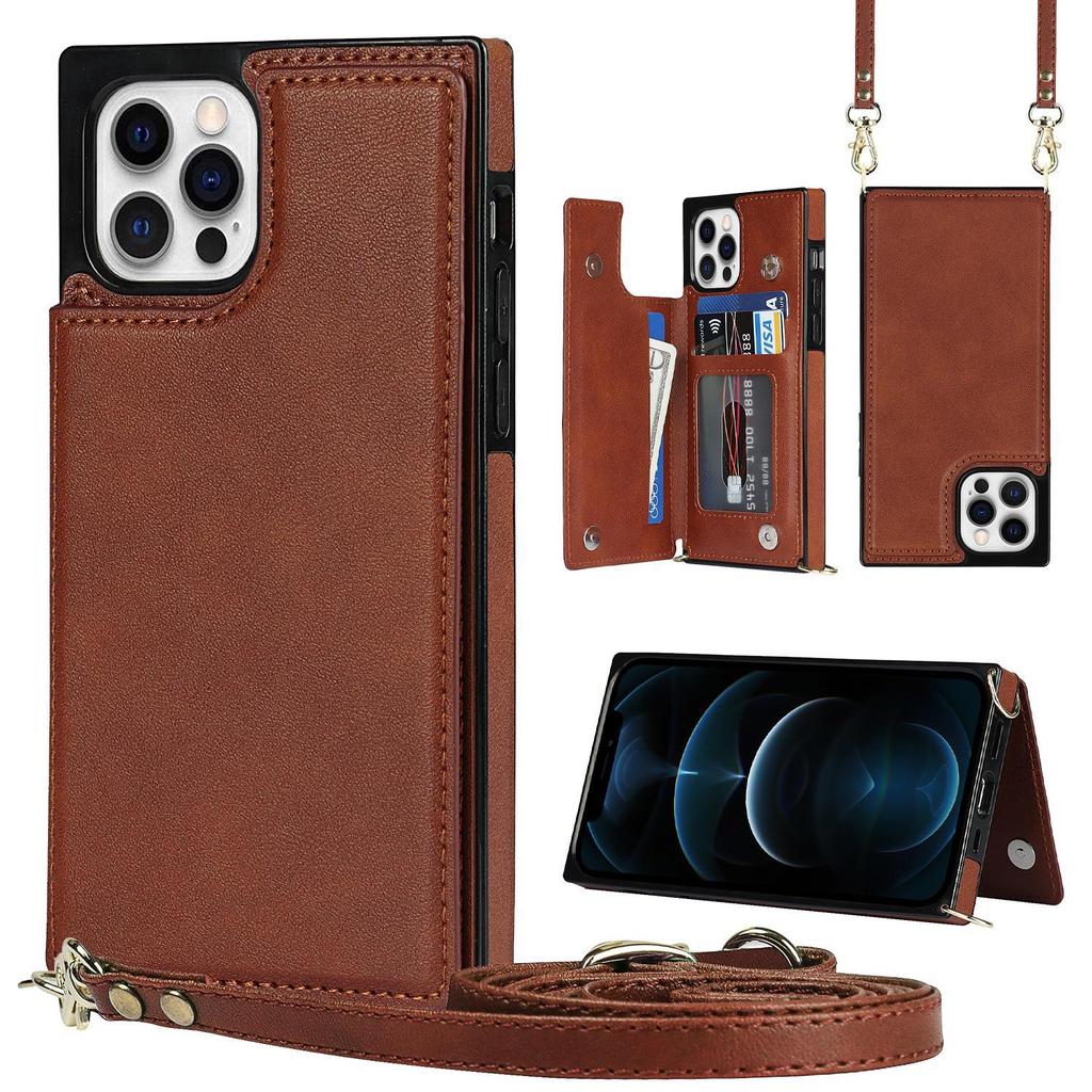 iPhone 14 Crossbody Phone Case with Card Slot for Apple 11/12/13/14 PRO - Women's Leather Protective Cover