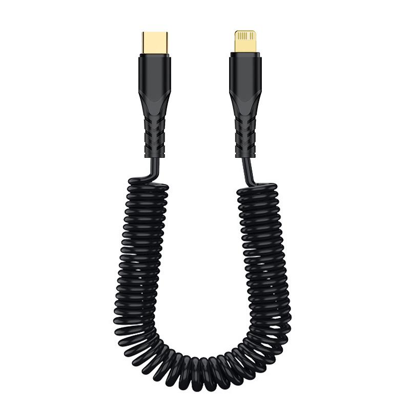Right Angle Coiled USB C to USB C Data Cable,90° Retractable Charger Cord for Car,Type C Fast Charging Wire for iPhone,Samsung