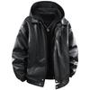 Giacca con cappuccio finta a due pezzi da uomo autunno e inverno nuova giacca larga spessa giovanile casual giacca in pelle da motociclista