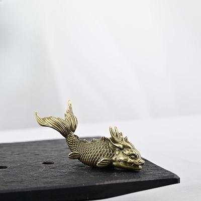 Creative Alloy Small Dragon Carp Shape Ornament, Micro Landscape Tea Pet Indoor Desktop Decoration Metal Crafts Accessories, 1Pc