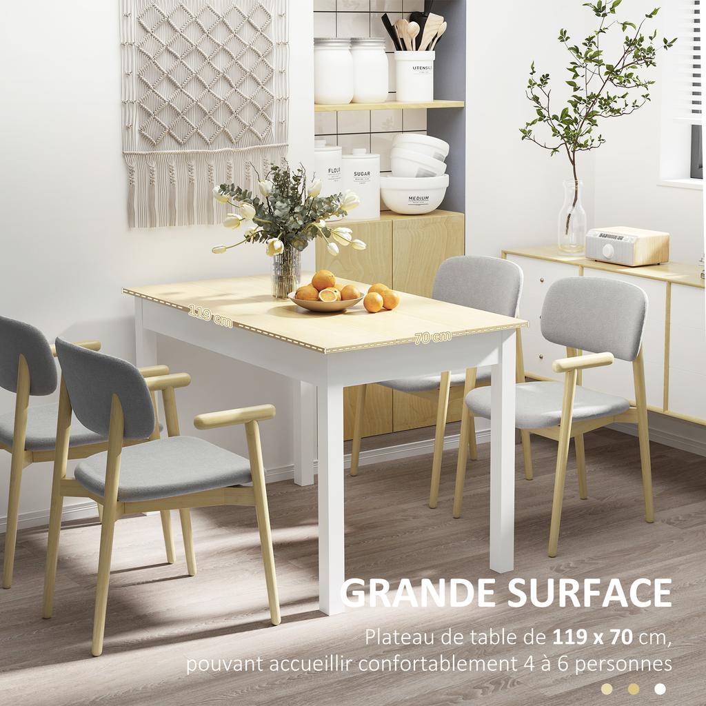 Modern Design Two-Tone Dining Room Table with Large Top 4-6 People In Wood Dim. 119L X 70W X 75H Cm